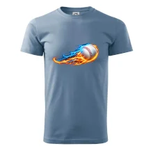 Letící baseballový míček v plamenech
