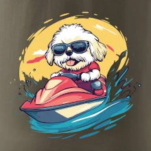 Lhasa Apso na vodnom skútri