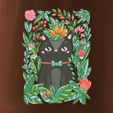 Mačka s kvetmi maľované