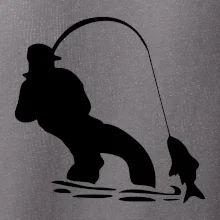 Rybár ťahajúce rybu