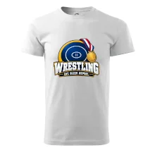 Zápasnická žíněnka se zlatou medailí eat sleep wrestling  repeat