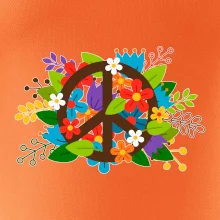 Peace symbol prerastený kvetinami