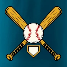 Zkřížené baseballové pálky a míček
