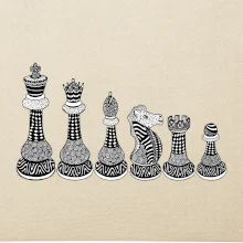 Šachové figúrky v rade - kreslené