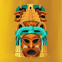 Mayová maska s pyramídou Mayová maska s pyramídou