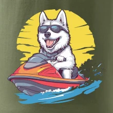 Husky na vodnom skútri