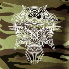 Steampunk sova čiernobiela