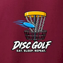 Discgolfový kôš s letiacim diskom eat sleep repeat