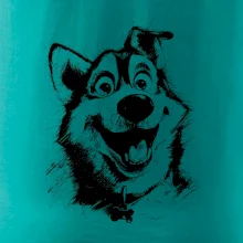 Čiernobiela karikatúra husky