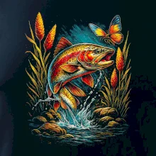 Obrázok pstruh a motýľ