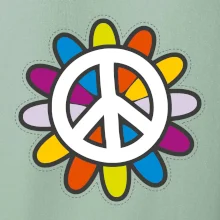 Peace symbol s kreslenou kvetinou