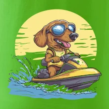 Jazvečík na vodnom skútri