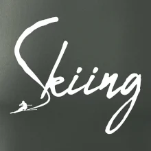 Skiing nápis lyžiar Skiing nápis lyžiar