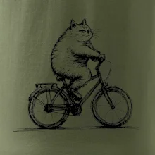 Tučná mačka na bicykli