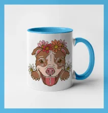 Americký stafordšírsky teriér hlava s kvetinami