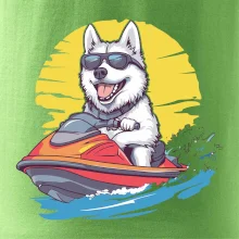 Husky na vodnom skútri