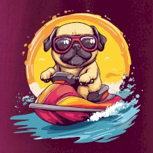 Mops na vodnom skútri