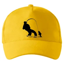 Rybár ťahajúce rybu