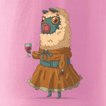 Alpaka s vínom žena