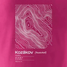 Kozákov - vrstevnice v obdĺžniku
