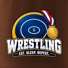 Zápasnická žíněnka se zlatou medailí eat sleep wrestling  repeat