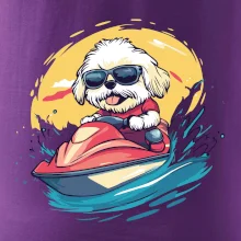 Lhasa Apso na vodnom skútri