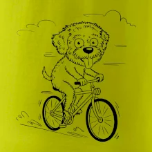Lagotto romagnolo karikatúra na bicykli čierna