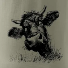 Čiernobiela karikatúra čierna krava hlava