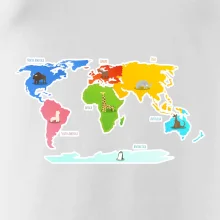 Svetové kontinenty s názvami a zvieratkami