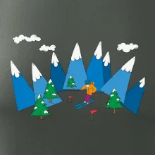 Lyžiar a farebné hory