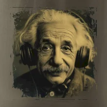 Albert Einstein so slúchadlami Albert Einstein so slúchadlami