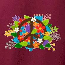 Peace symbol prerastený kvetinami