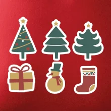 Vianočná sada - stromčeky a darčeky