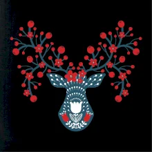 Folklór - jeleň s červenými plodmi