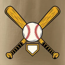 Zkřížené baseballové pálky a míček
