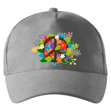 Peace symbol prerastený kvetinami