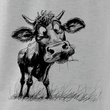 Čiernobiela karikatúra krava stojaca Čiernobiela karikatúra krava stojaca