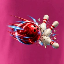 Bowlingová koule v akci a padající kuželky