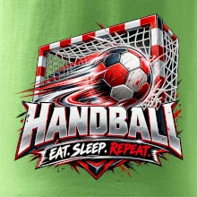 Hádzanárska lopta v bránke eat sleep repeat