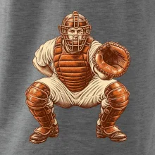 Baseballový catcher retro rytina