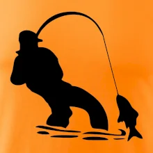 Rybár ťahajúce rybu