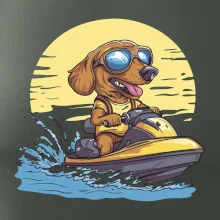 Jazvečík na vodnom skútri