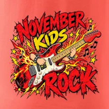 Rocková listopadová kytara s dětskými rukama
