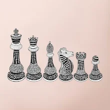 Šachové figúrky v rade - kreslené