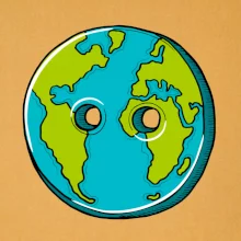 Planéta krajiny gombík (Pecka design)