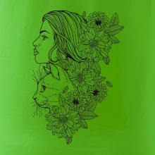 Žena a kočka - kreslená