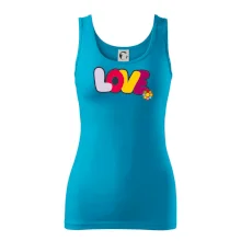 Love nápis s kvetinou