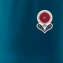 Folklór na prsníku kvetina guľatá