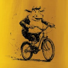 Tučná krava na bicykli