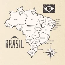 Brazília mapa s názvami regiónov